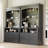 72" Farmhouse Coffee Bar Cabinet with LED Lights, Wine Rack & Glass Shelves, Large Kitchen Sideboard for Living Room, Dining Room-1320057710