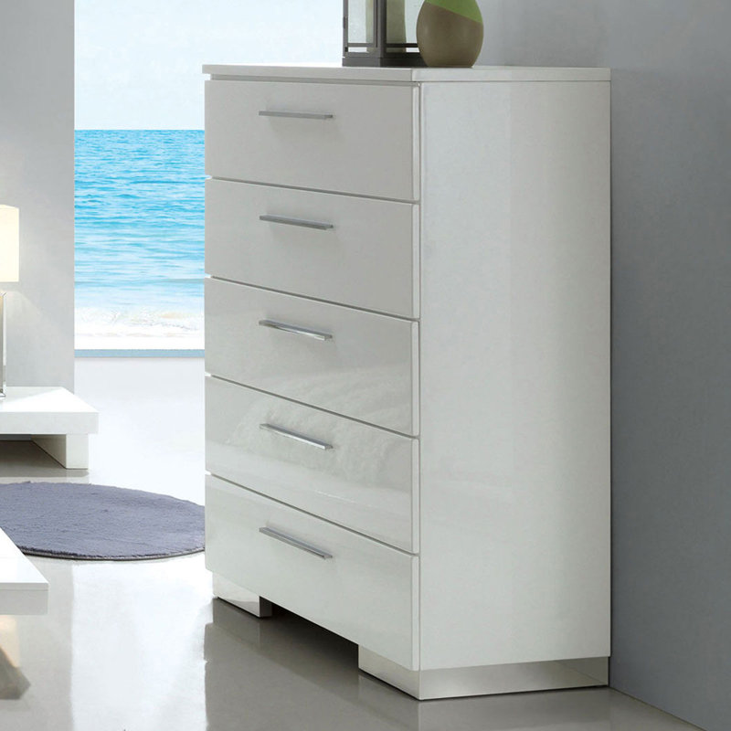 Commode 5 tiroirs l 30,73 po blanche