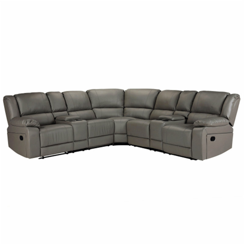 Canapé inclinable 108,25 po à accoudoirs coussinés, Polyuréthane gris