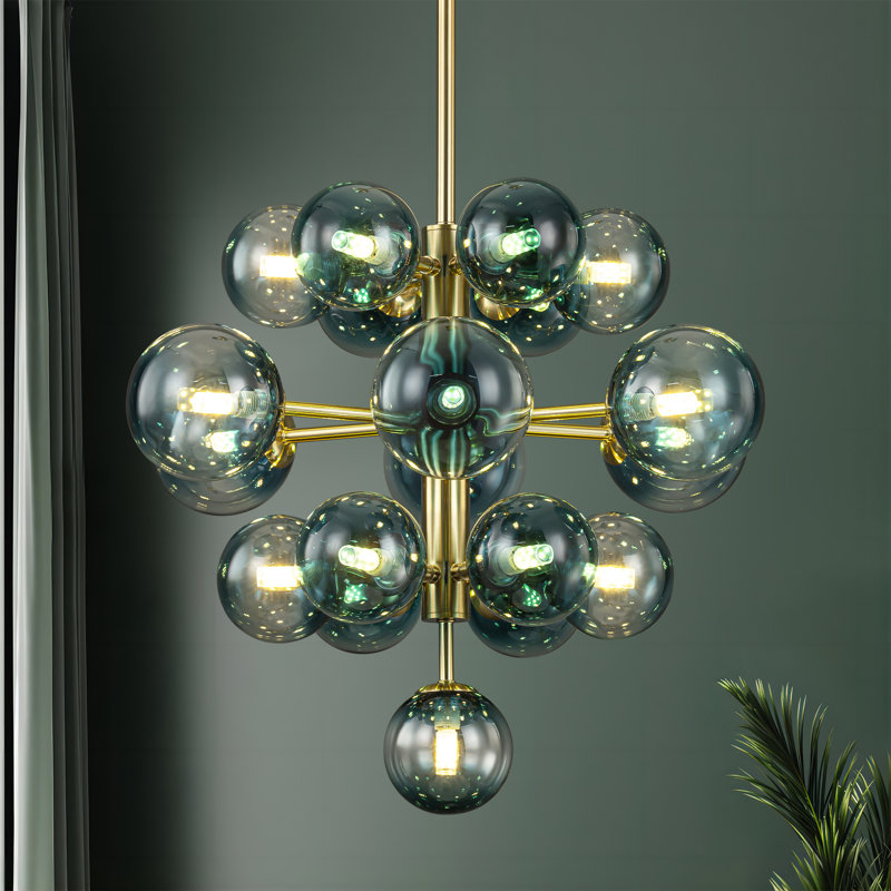 Scituate 19 - Light Glass Globes Bubble Kitchen Island Pendant Chandelier Light, Gold
