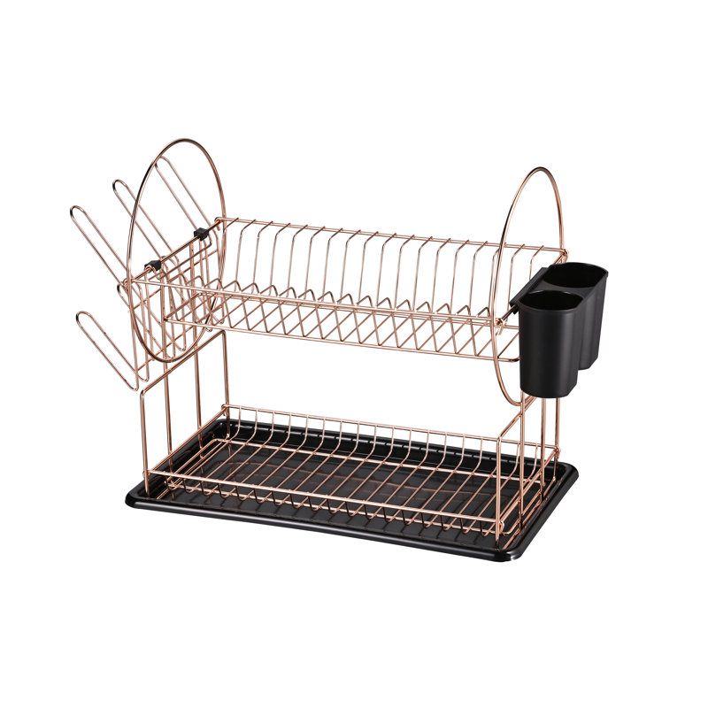 Égouttoir à vaisselle en acier inoxydable à 2 niveaux, Or rose