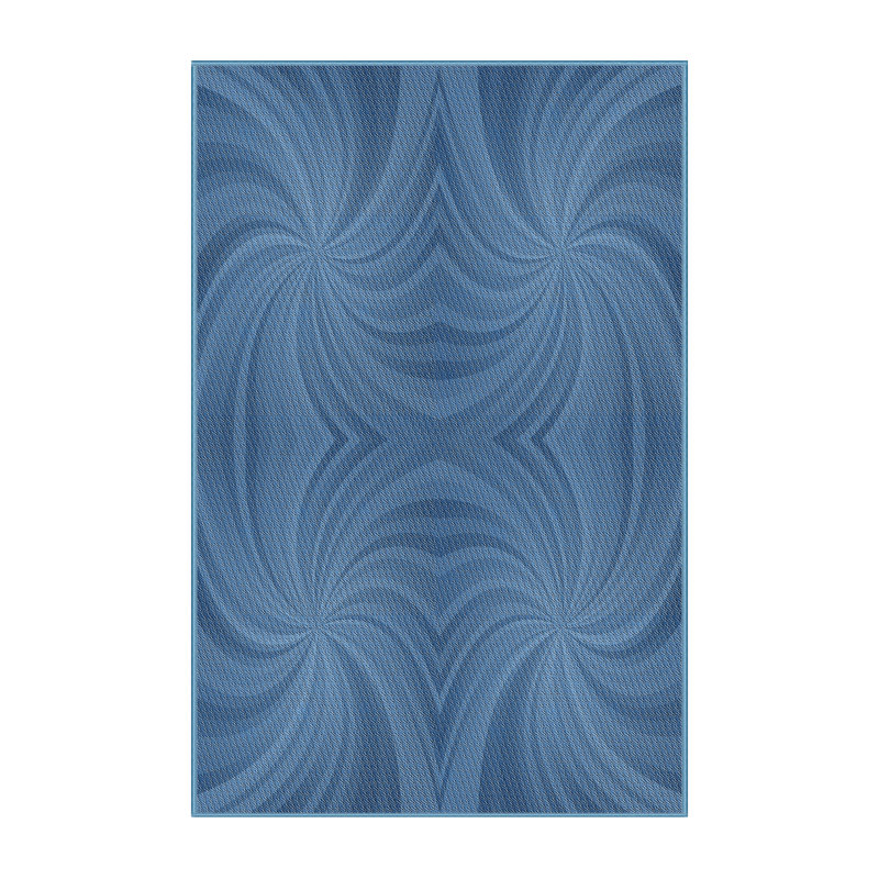 Tapis bleu/blanc à motifs, Rectangle 8 pi x 10 pi