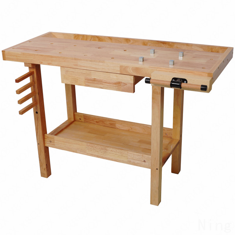 48" Wood Workbench, Heavy Duty Woodworking Bench With Adjustable Handle, 330lbs Load Capacity Woodworking Table Work Bench With Storage For Garage, Workshop, Home Storage