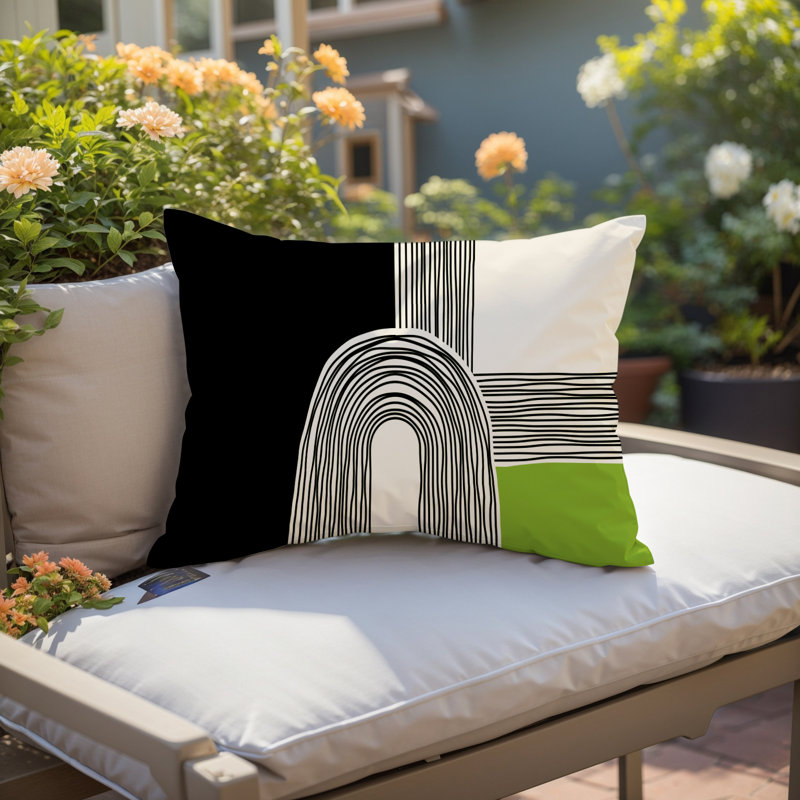 Housse et insert de coussin rectangulaire intérieur / extérieur Cassie, Chartreuse, H 14 po x l 20 po