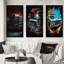 «Red and Silver Expressions Of Classic Cars», 3 pièces sur toile-426108100-426108101