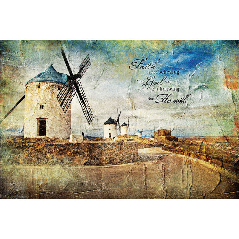Windmill Faith - Wrapped Canvas Art Prints, 30cm H x 46cm W