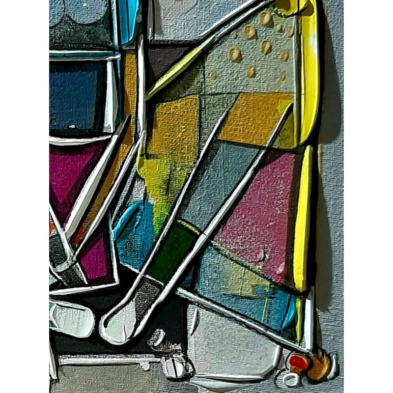 Fille assise | Acrylique sur toile | Peinture de Girish Adannavar