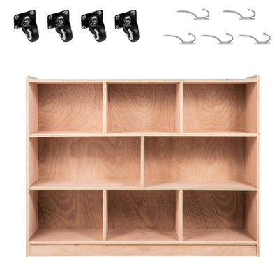 36 Inch High 8-Section Plywood Preschool Storage Cabinet On , Organized Space For And Books In Classroom Cabinet, Shelves With Perfect Book Organization, Safe Design