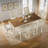 Deral 8 - Person Farmhouse Rectangular Solid Wood Dining Set,Brown/White-907530382-907530381
