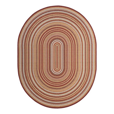 Tapis d'intérieur / extérieur à motif géométrique bourgogne / beige Xavi
