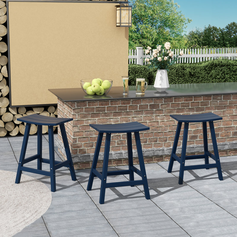 Tabouret d'extérieur Laguna, Tabouret de comptoir (siège d'une hauteur de 24 p, Marine