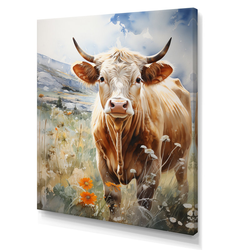 Ashalyn Cow Petals Field I - Imprimé, H 20 po x l 12 po x P 1 po, Toile tendue