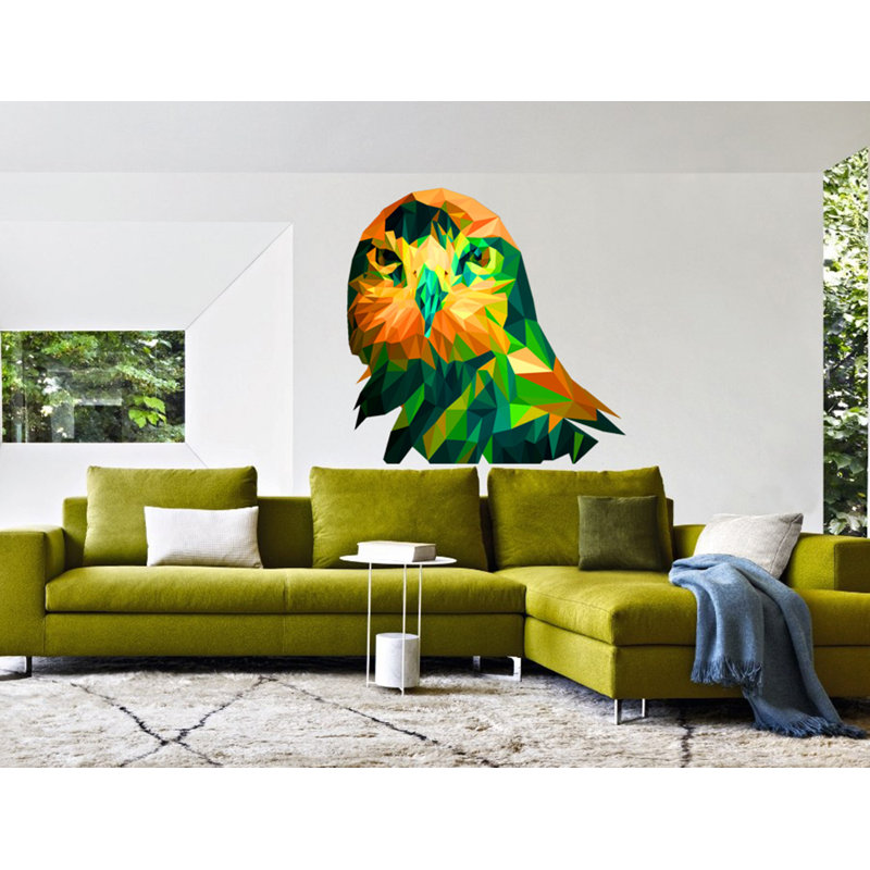 Adhésif décoratif polygonale hibou, H 46 po x l 50 po