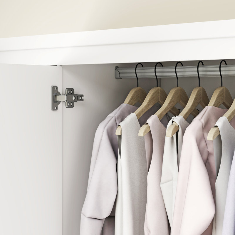 Armoire penderie 4 portes avec 2 tiroirs et tringle blanche