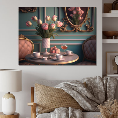 "Tulipes roses en fleurs" à l'intérieur de Roccoco III