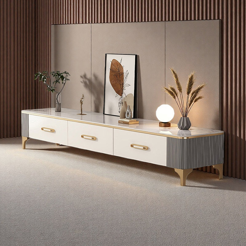Meuble télé de luxe Italian Light, Or / gris / blanc, H 15,74 po x L 78,74 po x l 13,77 po