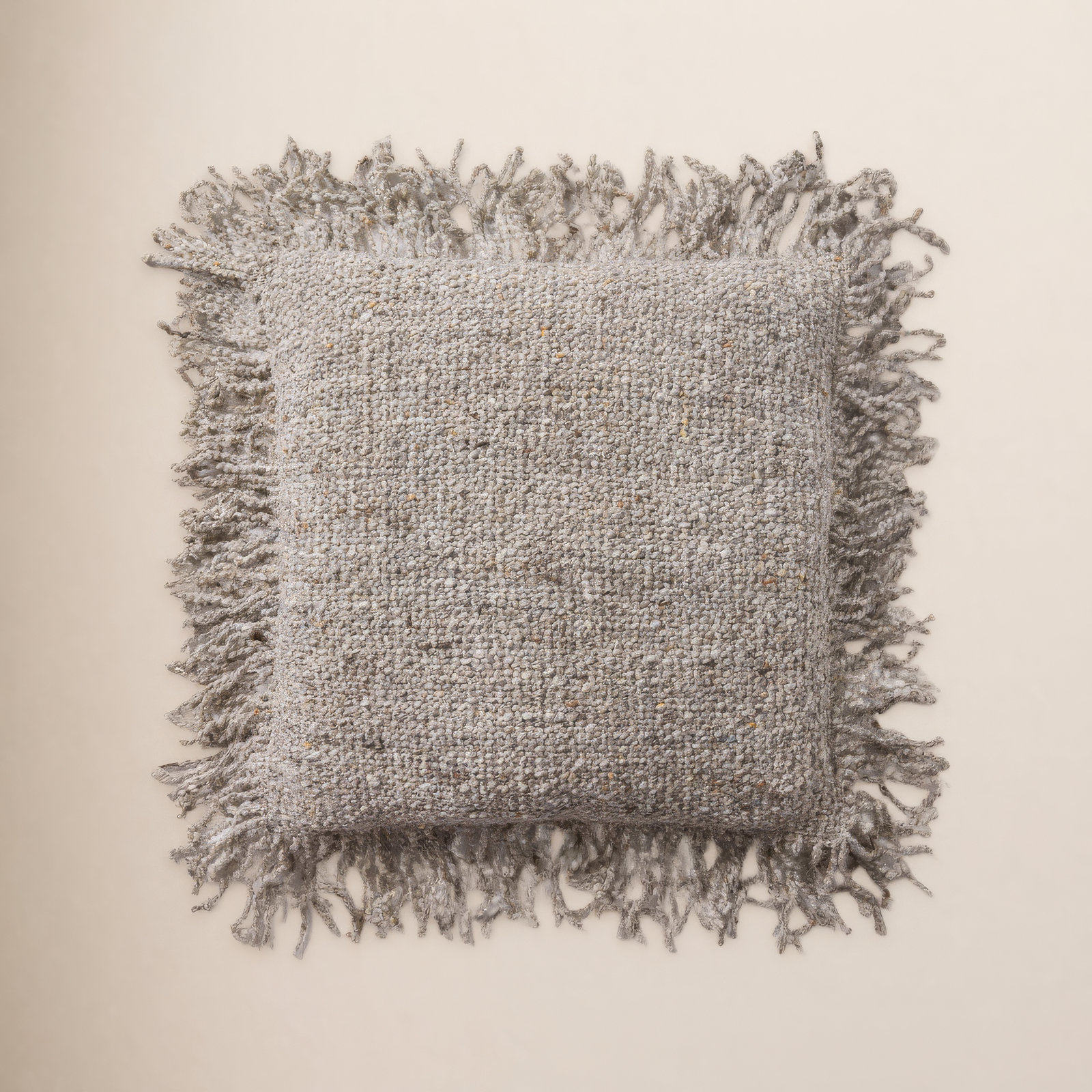 Vila Fringed Throw Pillow, Down, Beige