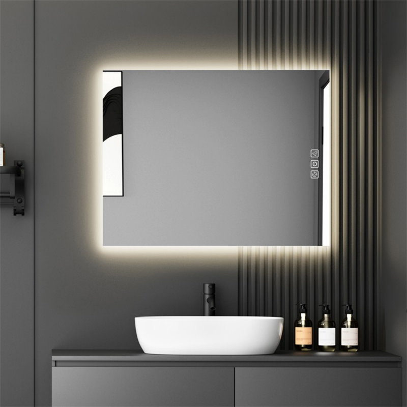 Miroir de salle de bain 36 po x 28 po à DEL rétroéclairé (miroir inclus seulement), 28 po x 36 po