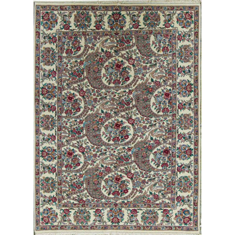 Tapis ivoire noué à la main de haute qualité