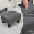 Charcoal Gray Linen Cube Ottoman Foot Rest/Small Foot Stool For Living Room | Gift Idea