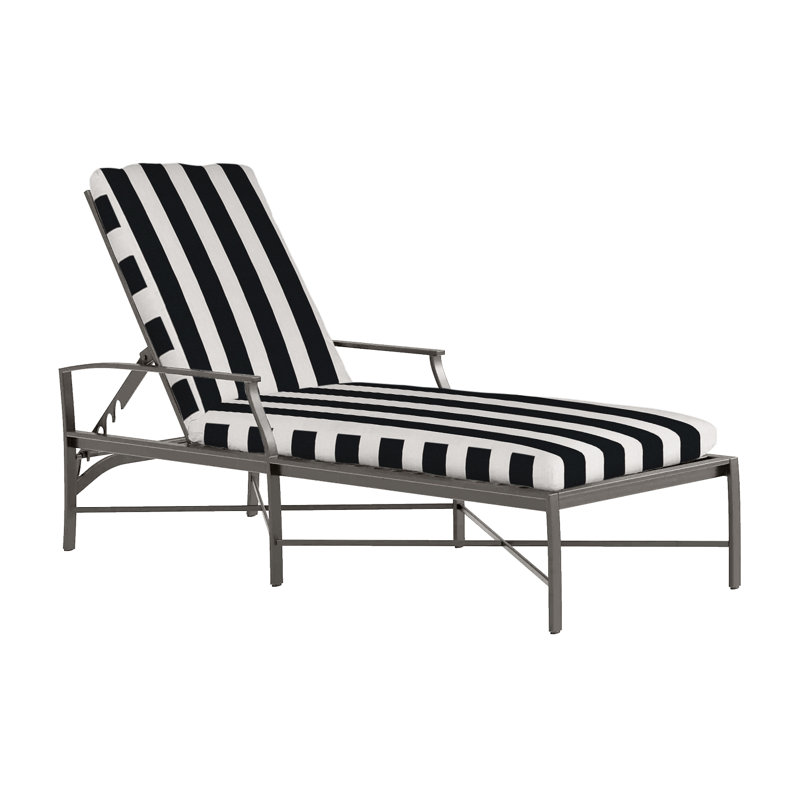 Monaco 28" Patio Chaise Lounge, Welt, Cabana Midnight Stripe Sunbrella®, Slate Gray