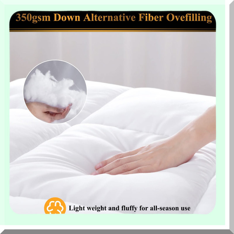 Luxury Peach Fabric Quilted Comforter - Queen Size All-Season Duvet Insert, Light Weight 350gsm Down Alternative Fiber, Hotel Quality Machine Washable Bedding