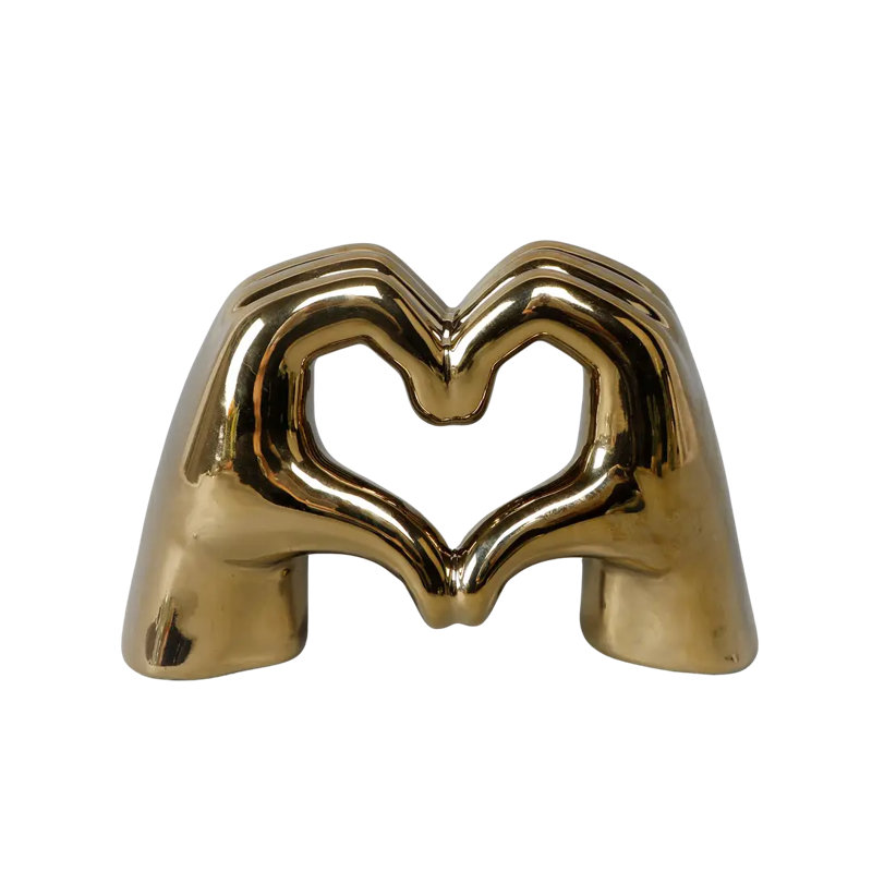 Metallic Heart Hands Figurine