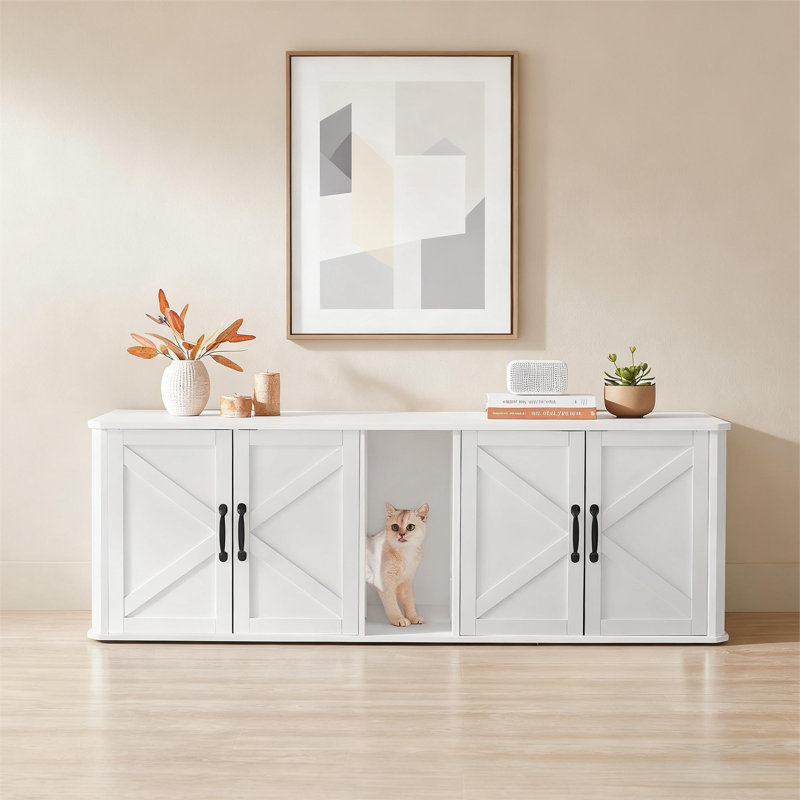 Cat Litter TV Stand, Cloud White