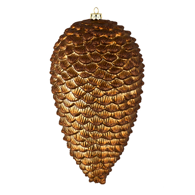 Ornement de Noël mat en forme de pomme de pin scintillante mat, Moka