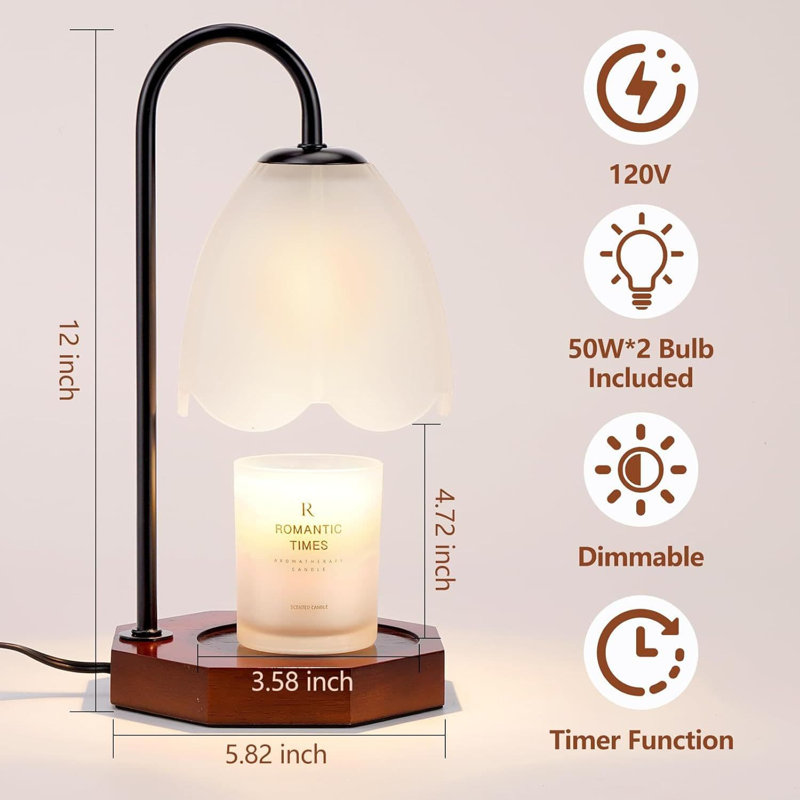 Lampe avec chauffe-bougie Timer - 2 ampoules, Blanc