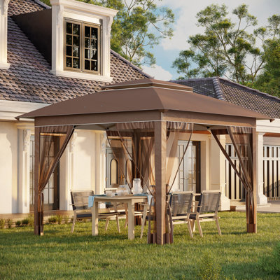 Tente à auvent escamotable de 12 pi x 12 pi avec filet et sac de transport Outsunny