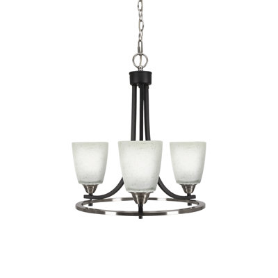 Paramount 3 Light Uplight Chandelier Shown With 4.5" Square White Muslin Glass
