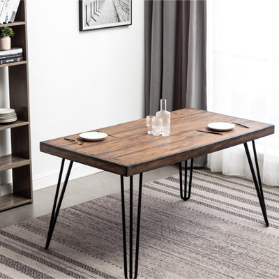 Industrial 7 Dining , Antique White. Rectangular Table And 6 Robust Chairs. Metal Leg Assembly Feature Detail Extra. Tabletop With Pine Veneer Effect. Faux Leather Chair Cushions. Room Demand