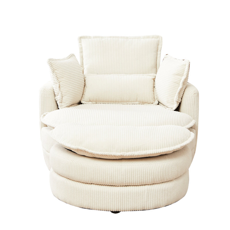 Fauteuil pivotant confortable avec lune - velours côtelé, coussins de soutien
