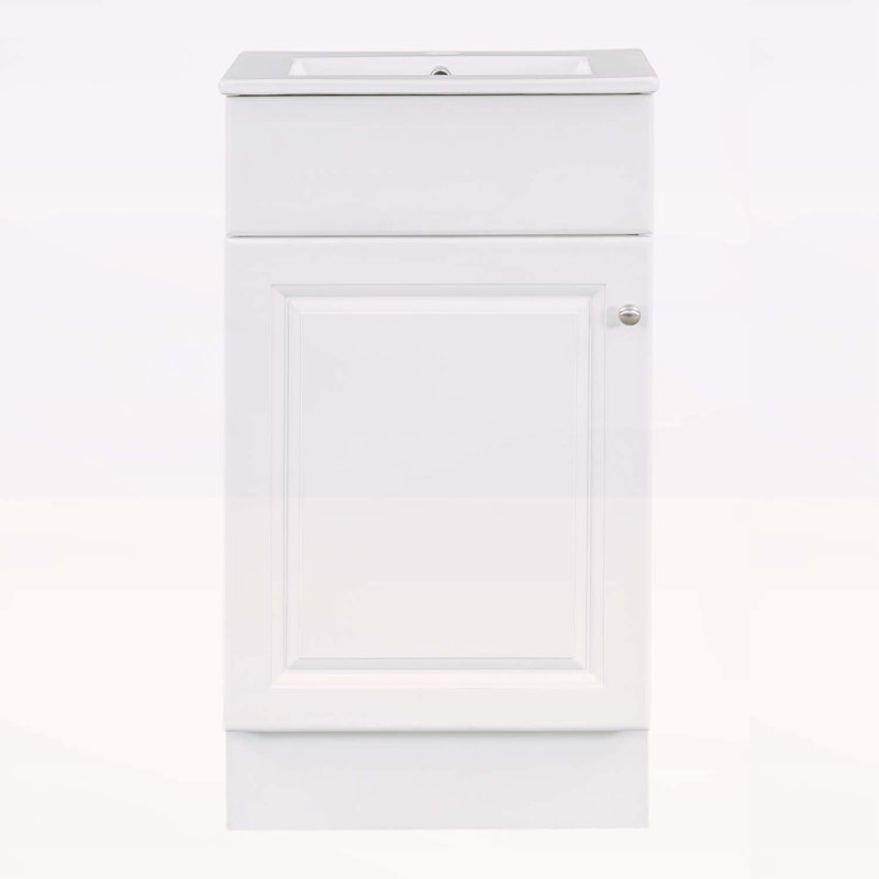 Meuble-lavabo polyvalent avec lavabo et nombreuses options de rangement, Blanc, Argent argent