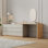 Commode 6 tiroirs avec bureau / coiffeuse intégrée Katrisa Modern, unité de rangement double usage peu encombrante, finition chêne naturel