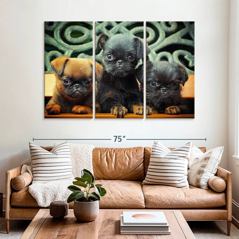 Griffon Puppies, 42" H x 65" W