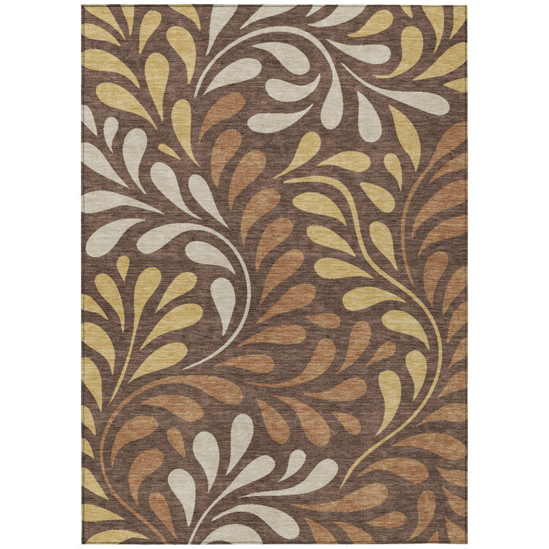 Machine Washable Indoor/Outdoor Lanphear ACN2411 Botanical Rug, Rectangle 2'6" x 3'10"
