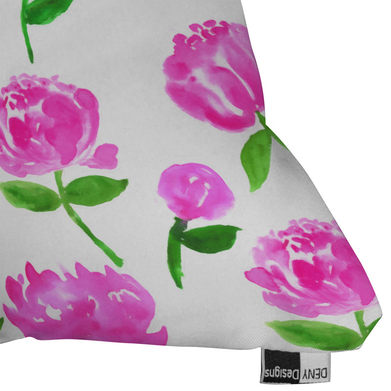 Coussin décoratif pivoines en fleurs, 18 po x 18 po