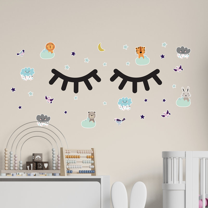 Sleepy Animals with Sleepy Eyes Wall Sticker
