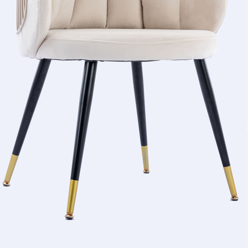 Fauteuil demi-tonneau en velours 22,04 po Taniece, Velours blanc cassé