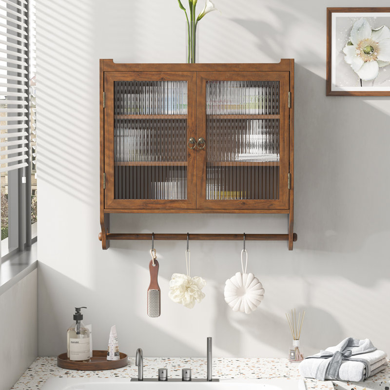 Elegant Glass Wall Cabinet, Brown