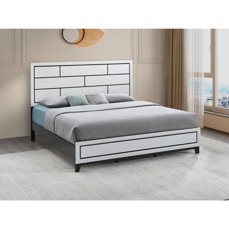 Lit Glasgow G04350A-KB (matelas non inclus), Blanc, Grand lit