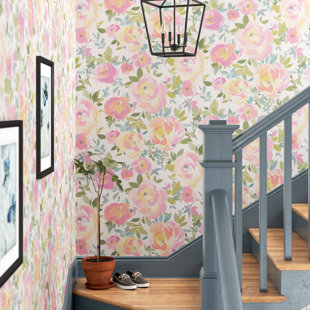 FABRIC Wallpaper PRIM BLUSH Floral Pink Peel  Stick Nursery Décor  Sono  Luna