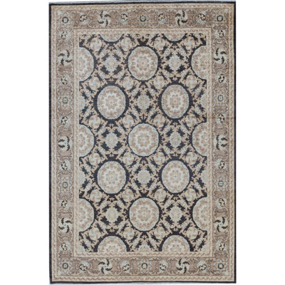 Ziegler Wool Oriental Area Rug in Brown/Gold/Black
