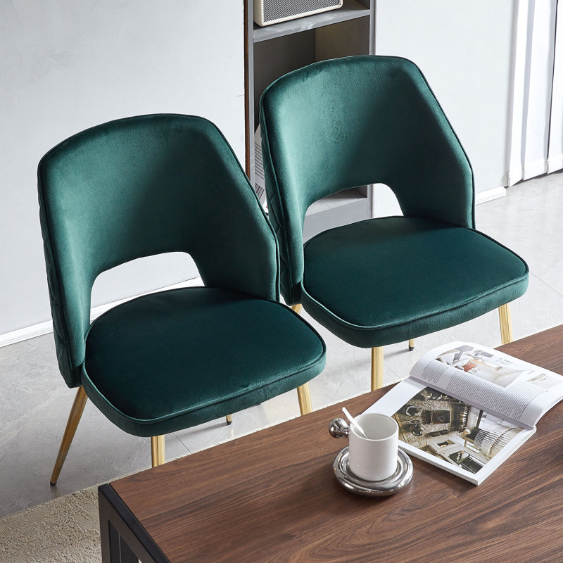 17.71'' H Velvet Upholstered Side Chair, Dark Green Velvet