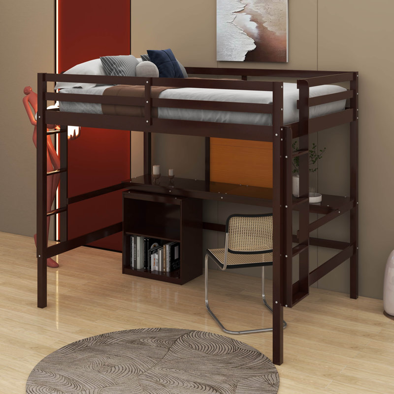 Avante Bunk Bed With Drawers, Shelves, Solid Pine Wood And MDF, Full, Espresso