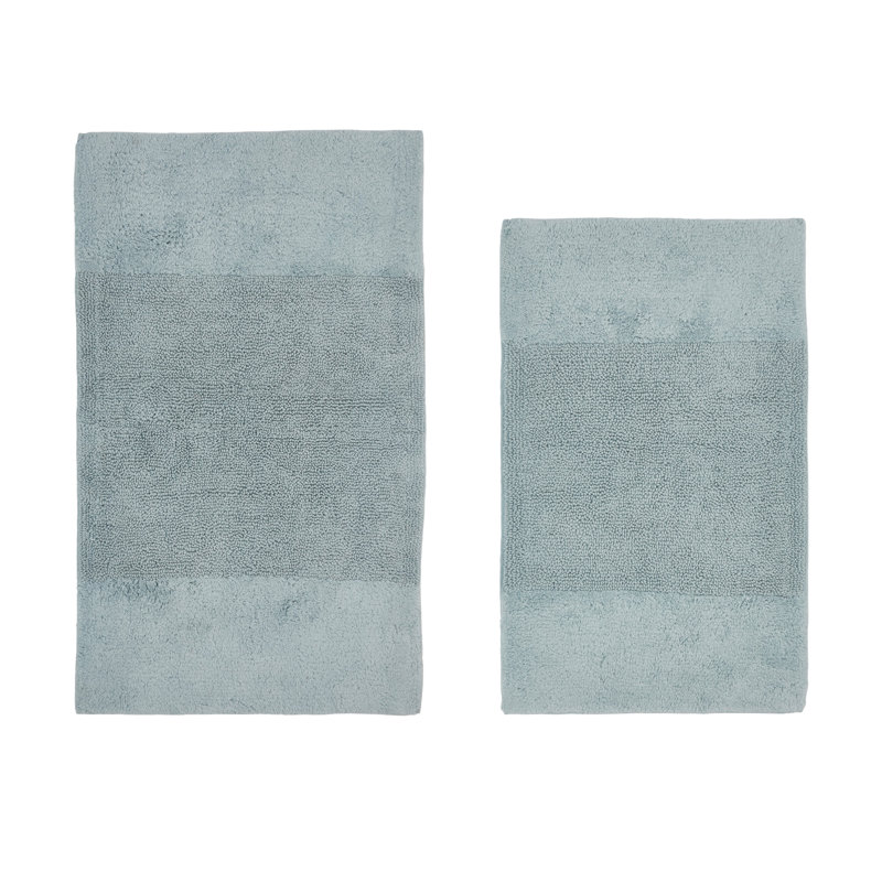 Makaylynn Premium 100% Cotton 2155 GSM 2-Piece Bath Rug Set, OEKO-TEX® Certified, Non-Slip Spray Latex Backing, Plush Tufted, Super Absorbent, Machine Washable Bathroom Rugs, Blue
