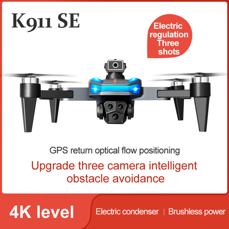Remote Control Drone with Three Cameras Obstacle Avoidance Brushless Motor Kids Adults Beginner Foldable 2.4GHz RC GPS Quadcopter Toy