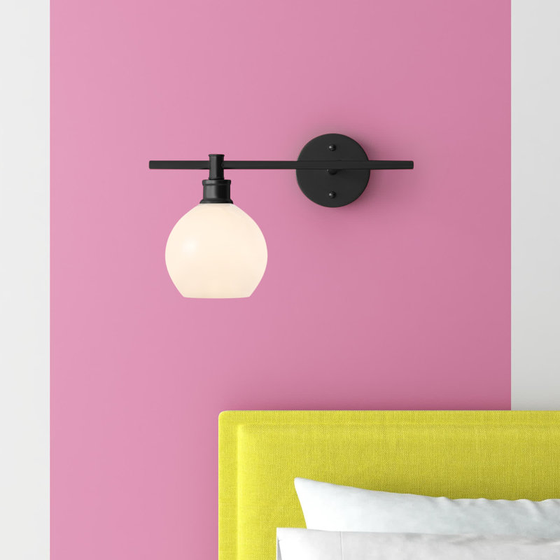 Applique murale de salle de bain 1 lumière Drinkard, Noir, Blanc givré